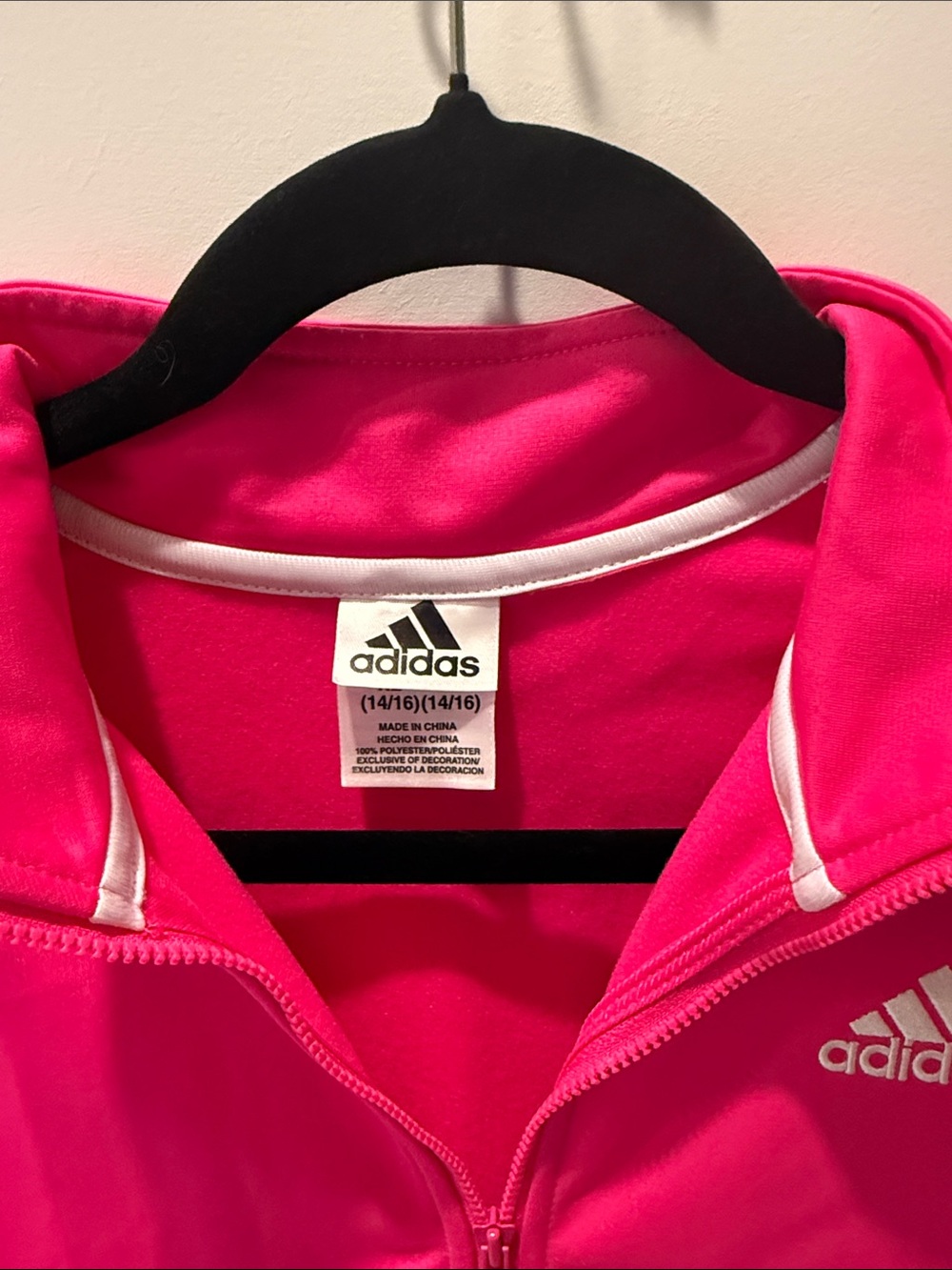 adidas Bright Pink Track Jacket with White Stripes - Picture 2 of 9